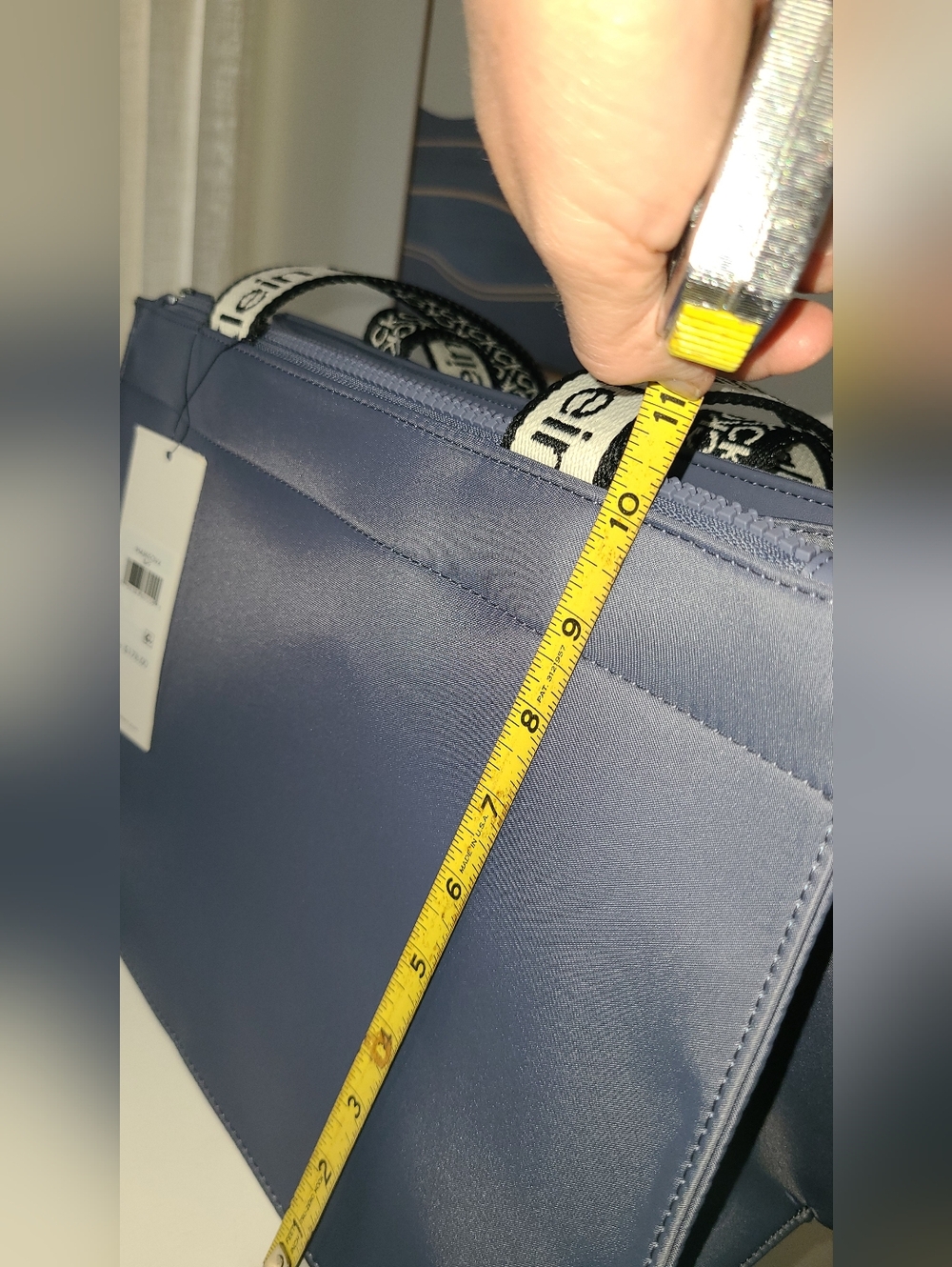 NWT! Calvin Klein Dusty Blue Tote with Branded White & Black Straps - Picture 8 of 13